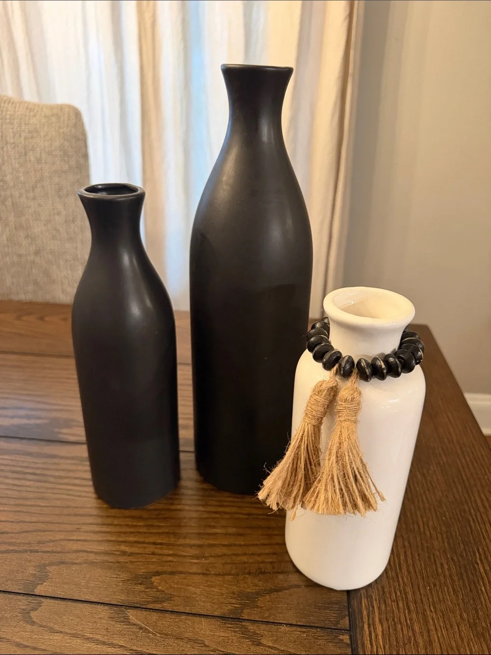 Hobby Lobby Black and White Ceramic Vase Trio